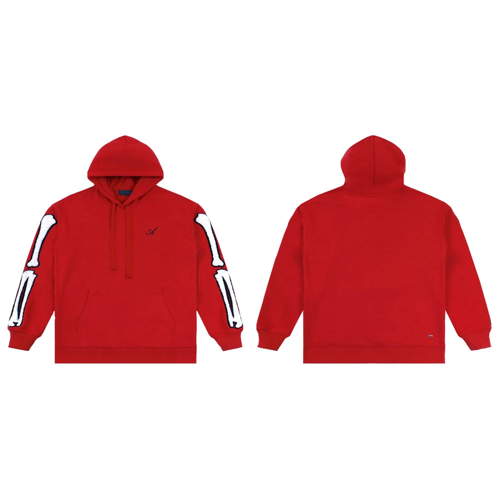 Y2k Clothing Men Oversized Hoodies with Skull Bone Embroidery Streetwear Cotton Hip-hop Street Style Casual Retro Winter Hoodies