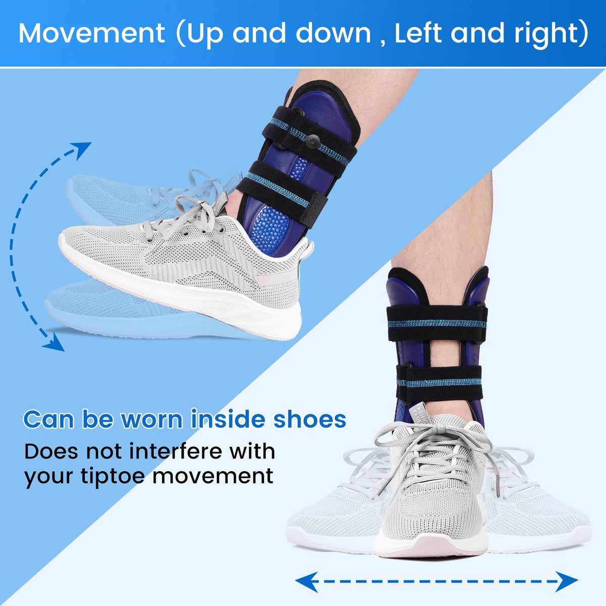 VELPEAU Stirrup Ankle Brace for Sprains Tendonitis Ligament Injury, Adjustable Ankle Splint Stabilizer Fits Left and Right Feet
