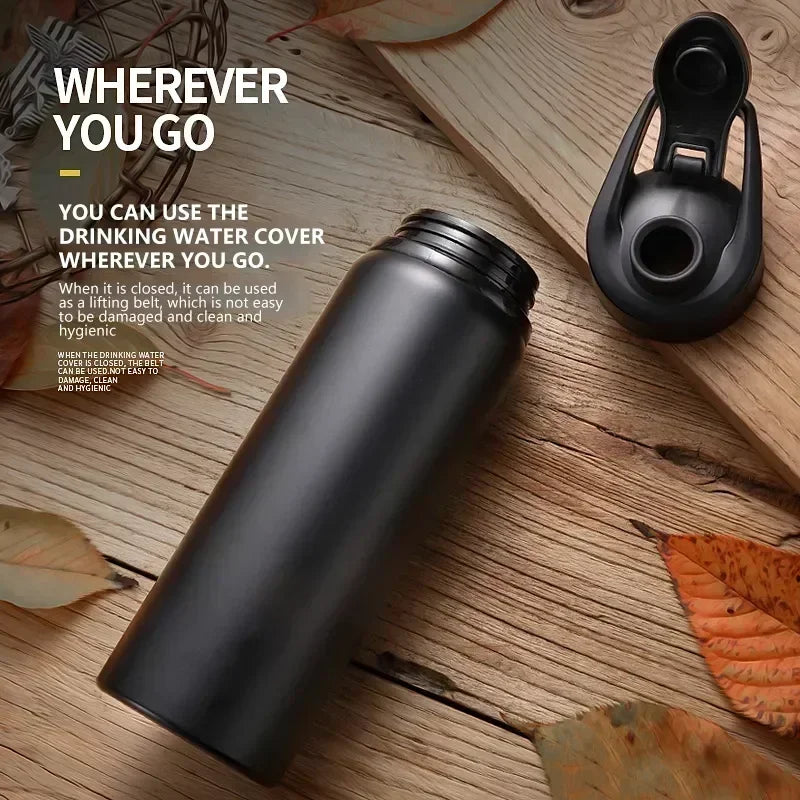 Metal Sports Bottles with Snap Lid Portable Bike Water Bottle Reusable Travel Bottles with Handle Bulk Pack for Gym Hiking Sport