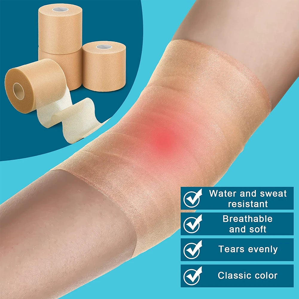 RGGMQQ 4PCS Pre Wrap Athletic Tapes Hair Prewrap Strip Tapes for Soccer Ankles Wrists Sports Foam Tape- Protect for Hands Knees