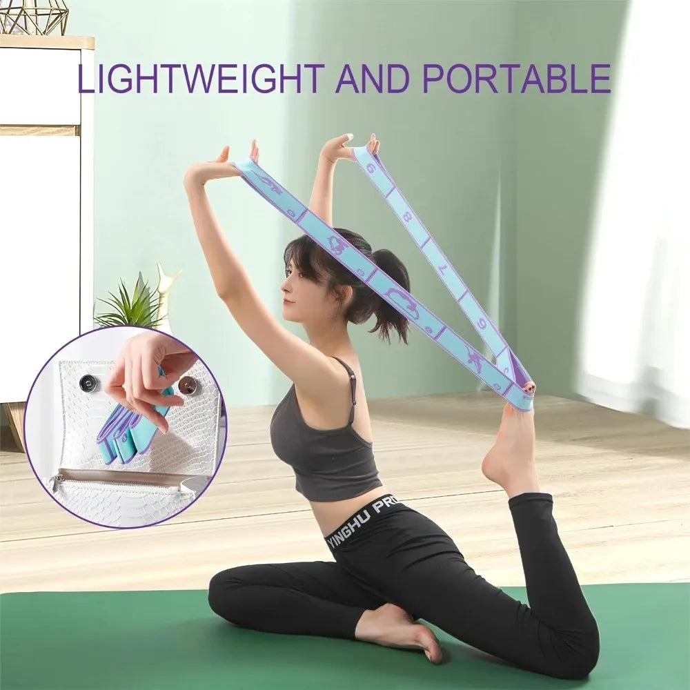 Numbered Resistance Bands Elastic Yoga Strap Multi Loop Stretch Band with Guide for Yoga Pilates Pull-Up Home Workout