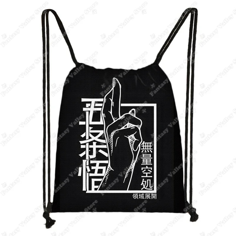 Anime Jujutsu Kaisen Backpacks Gojo Satoru Yuji Itadori Drawstring Bag Harajuku Large Capacity Storage Bags Outdoor Shoulder Bag