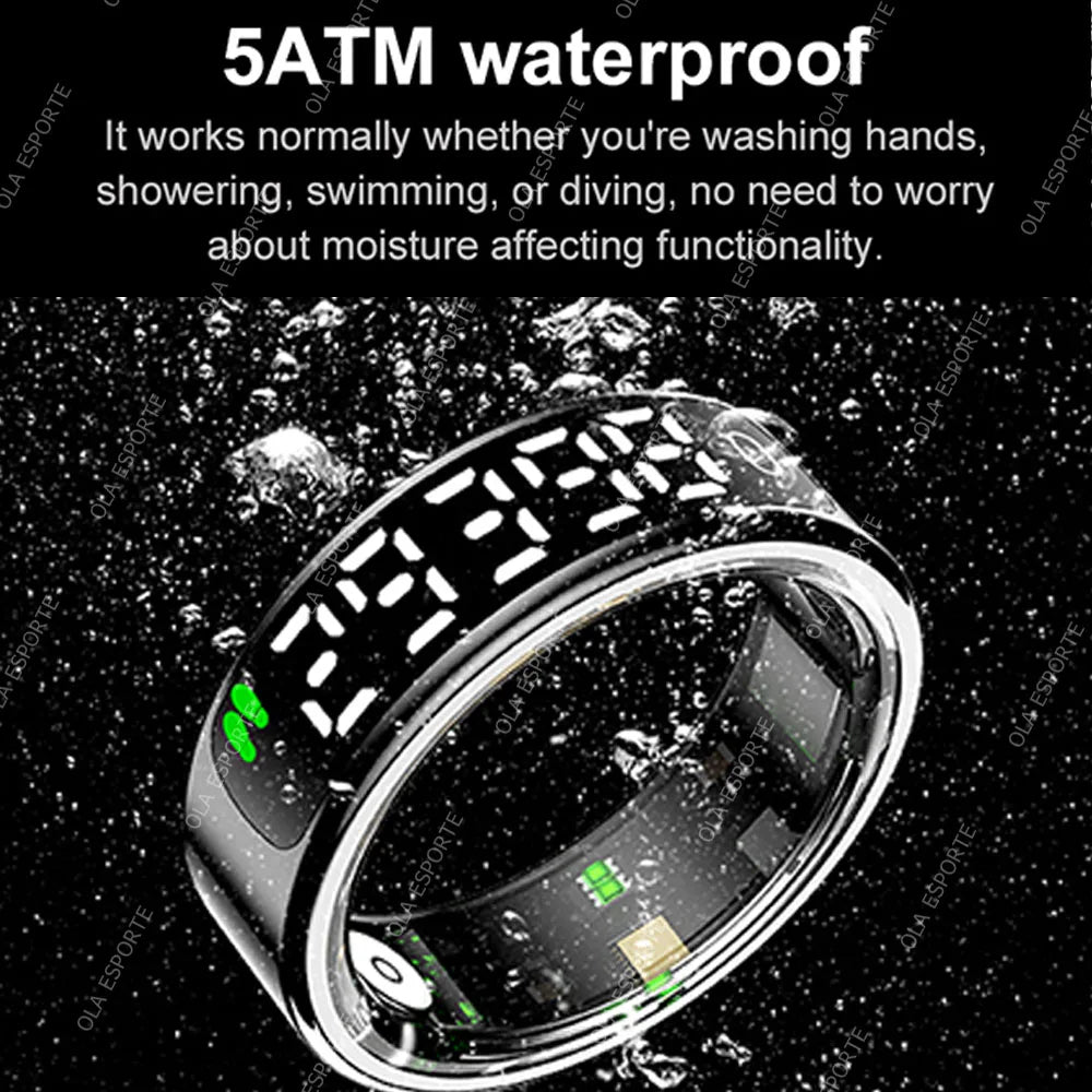 2026 New Smart Ring with Touch Display Screen With Charging Box Sleep Health Manager Pedometer Waterproof For Android iOS R12