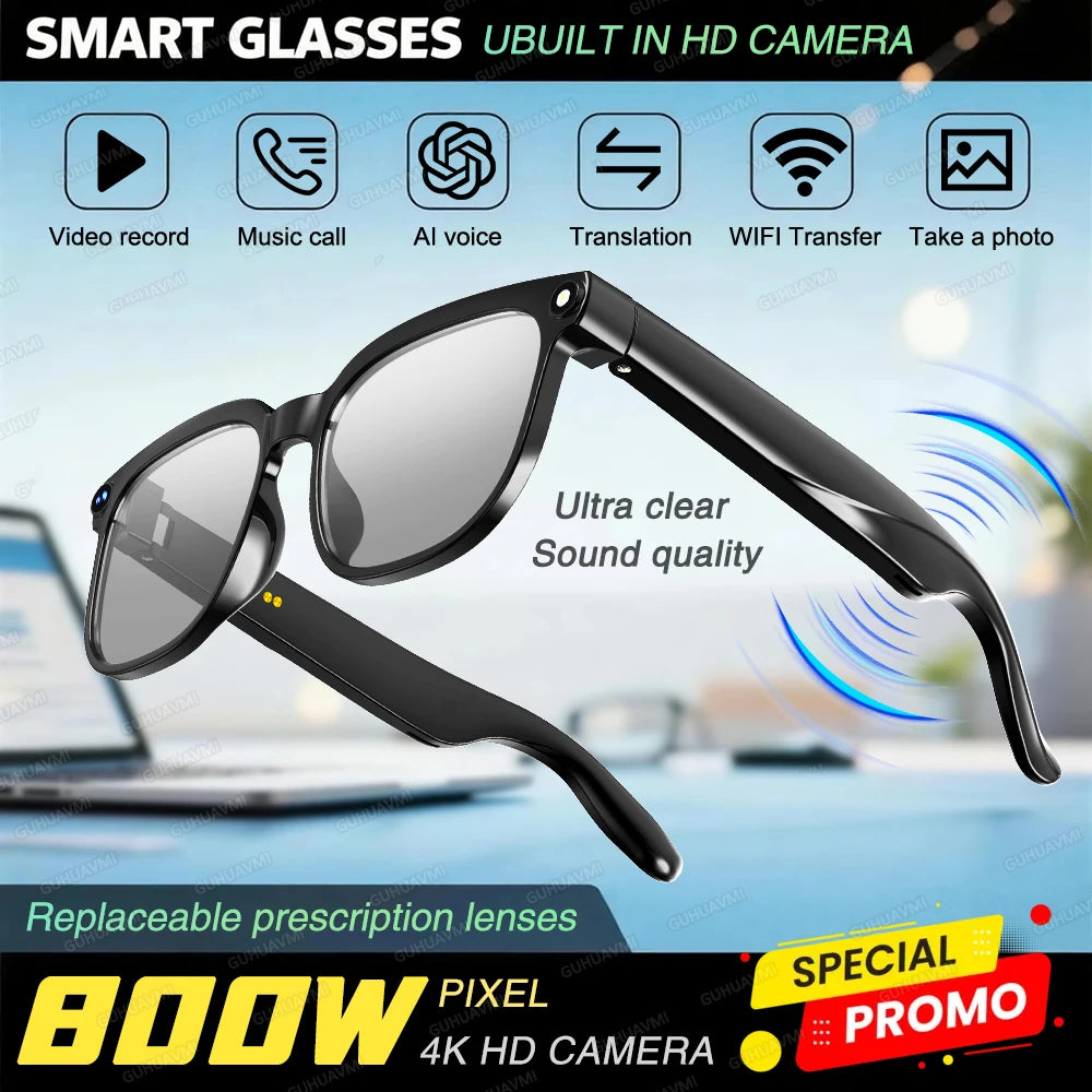 New AI Smart Glasses 8 Million HD Pixels Camera Photo 1080P HD Video Recording Sunglasses Call Music Play Men Women Glasses 2026