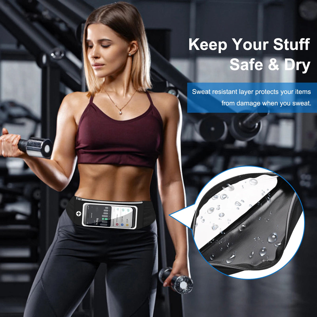 HAISSKY Touch Screen Waist Running Bags For iPhone 17 16 15 14 13 Pro Max 17 Air 16E 15 Plus Elastic Zipper Sports Waist Pack