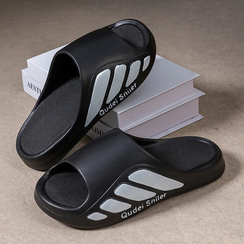 Men's Sport Slides Summer - Thick Sole Anti-Slip Outdoor Slippers, Comfortable Durable EVA Home Sandals, Odor-Free & No Noise