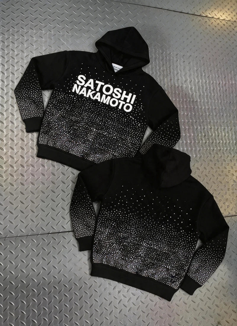 Street Casual SATOSHI Hoodies Pullover Embossed Pattern Embroidery Turtle Shell Design Washed Hooded Men Women Loose Sweatshirts