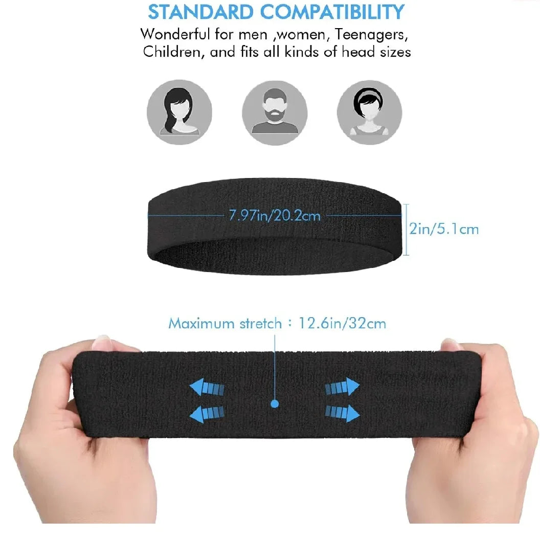 Sweatproof Sports Headbands for Men and Women - Moisture-wicking Sweatband for Tennis, Basketball, Running, Gym, Workout