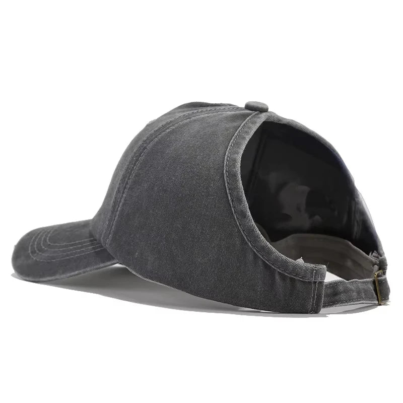 1pc Retro Washed Little Heart Embroidered Ponytail Baseball Cap for Women,Outdoor Sports Adjustable Women's Cap for Daily Wear