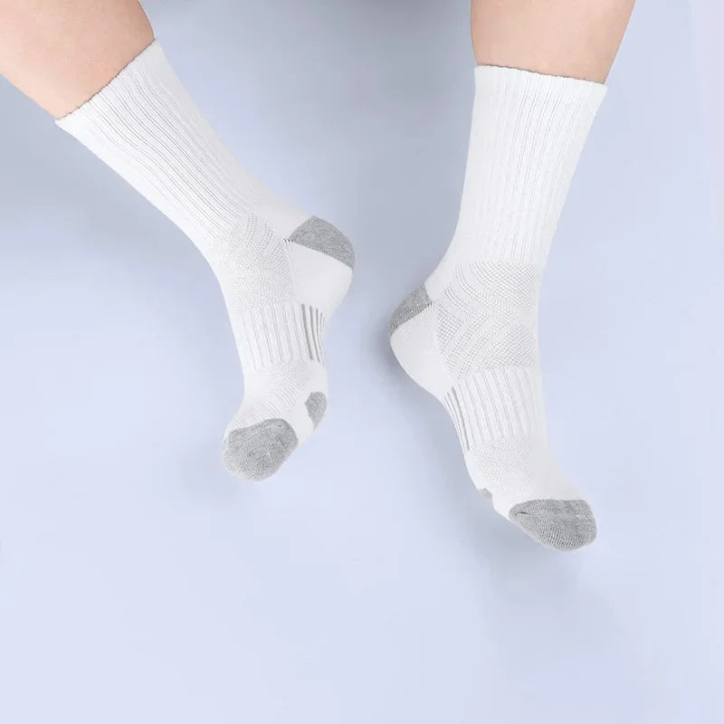 5 Pairs Men's Athletic Socks Sport Running Calf Socks Performance Cushioned Breathable Outdoor Crew Socks for Men Women
