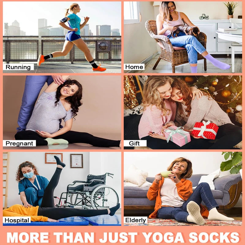 4 Pairs Non Slip Yoga Socks Women Cotton Low Cut Pilates Socks Gym Fitness Dance Sport Floor Short Grip Socks