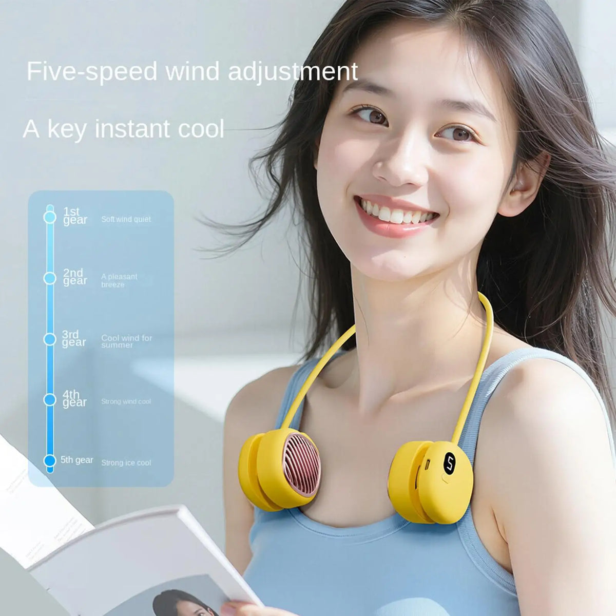 New Portable Neck Fan, Foldable Mini USB Fan, Rechargeable 1200-2000mah Cooling Wind Fans, Personal Silent Neckfan For Sports