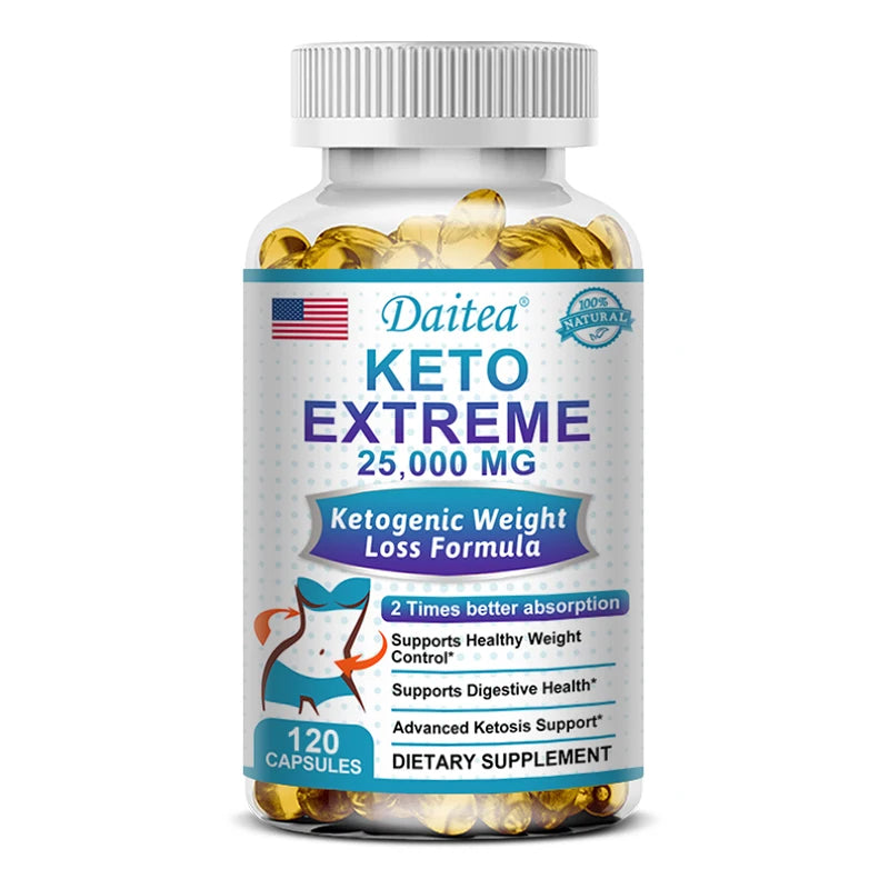 Daitea Keto Supplement 25000mg – Supports healthy eating, weight management, supports immunity, 120 capsules supplements