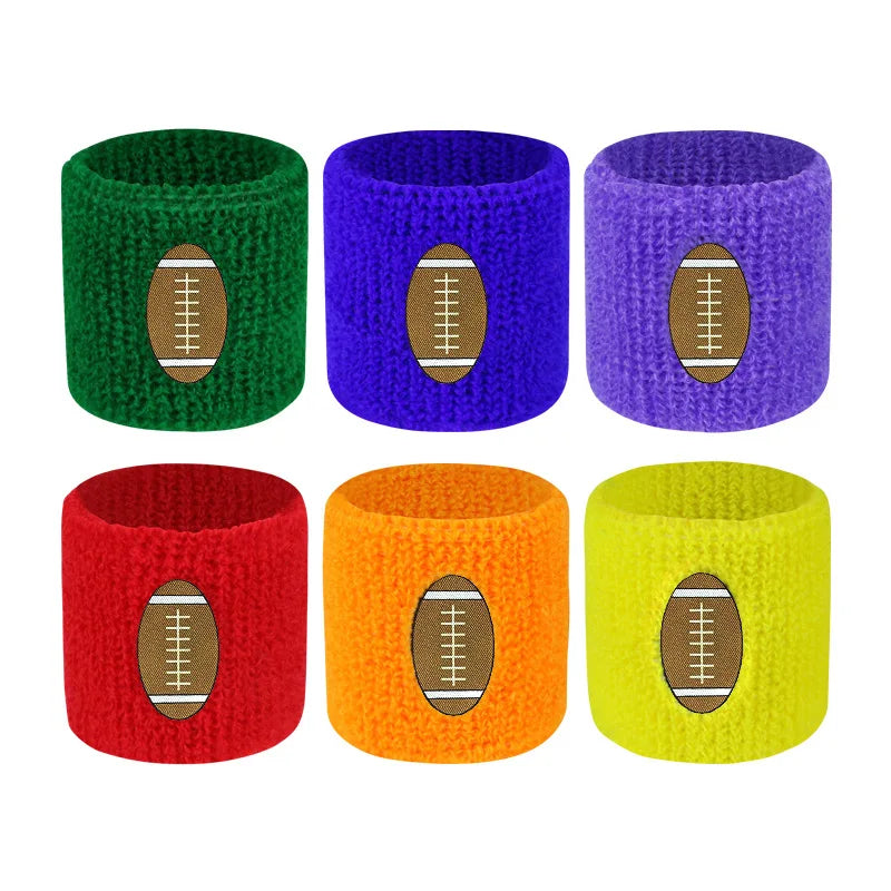 6Pcs Kids Sports Wristbands Colorful Cotton Wristband Sweatband For Children Wrist Protector Football Basketball Tennis Boy Girl