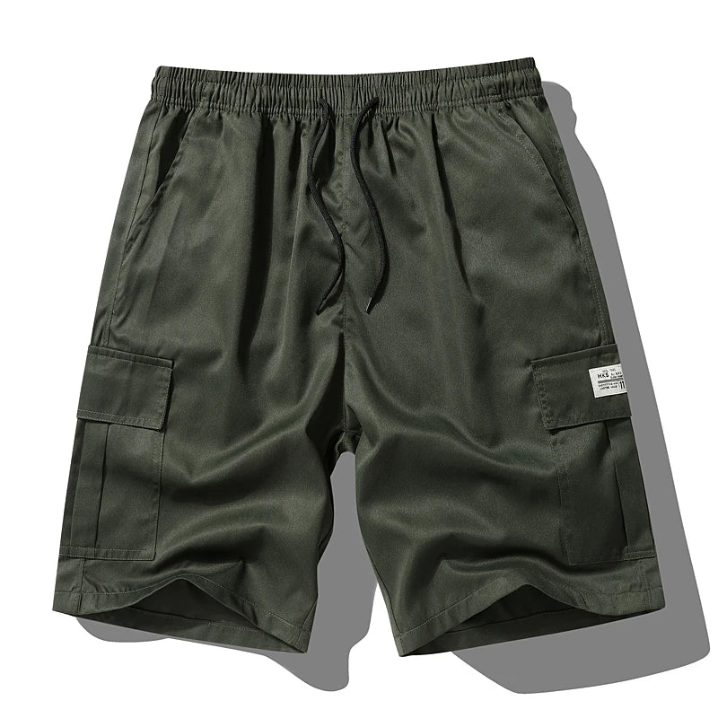Men's Summer New Cargo Shorts Loose Plus Size Drawstring Casual 5 Inch Shorts Multi-Pocket Fashion Versatile Sports Beach Pants