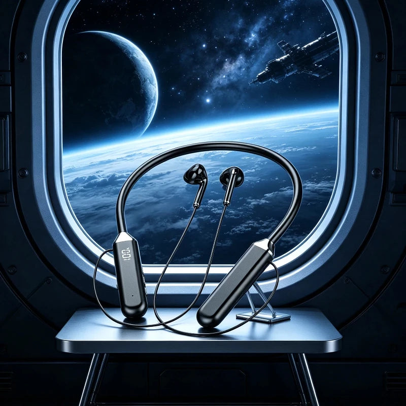 Wireless Neckband Earphones Bluetooth 5.3 Headphones Gaming Power Display Headset TWS Earbuds Sport Headset With Mic