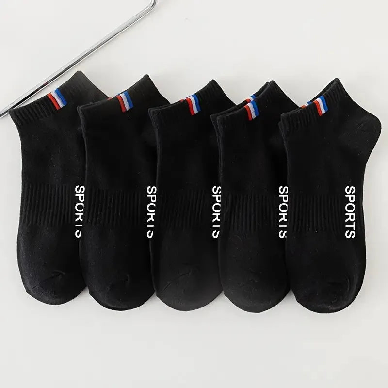 10/20/30 Pcs Men Breathable Low-Cut Athletic Socks Comfortable Moisture Wicking Polyester Spandex Blend for Sports & Casual Wear