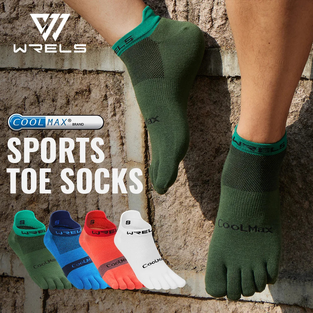 WRELS 1/2/3pairs COOLMAX Five Finger Socks Athletic Breathable Compression Running Hiking No Show Quick Dry Toe Socks Men Women