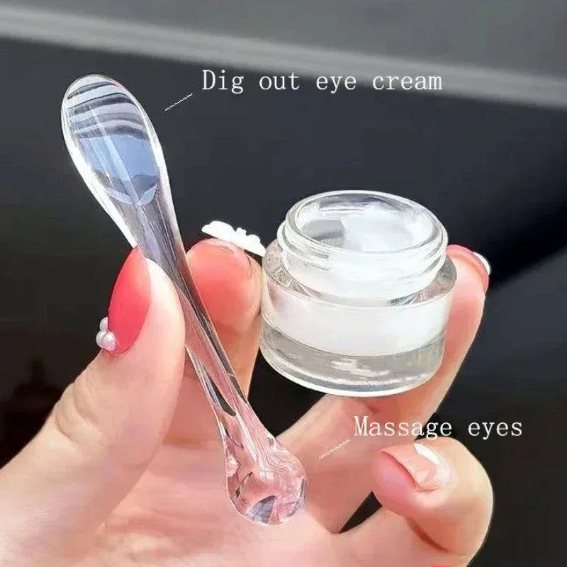 2pcs Eye Cream Applicator Spoon Roller Transparent Massage Stick Cosmetic Spatulas Wrinkle Facial Mask Skin Care Plastic Spoon