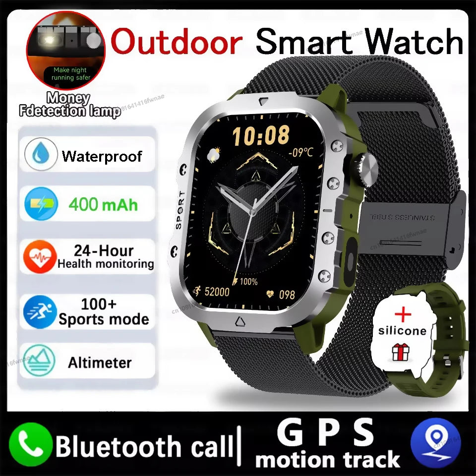 2026 New Military Smart Watch Men 3ATM Outdoor Sports Fitness Tracker Blood Pressure Health Monitor BT Calls GPS Smartwatch Hw12