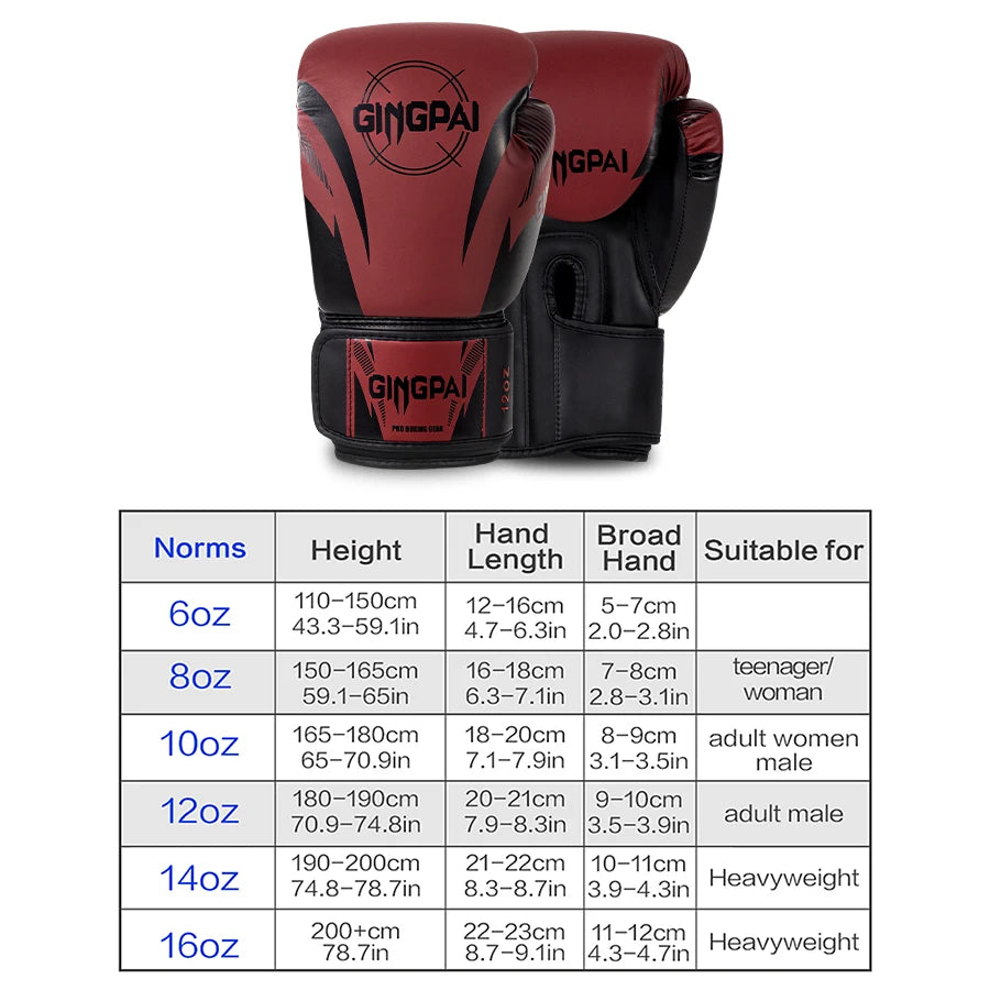 6/8/10/12/14/16oz Boxing Gloves Professional Adult Sanda Muay Thai Fighting Gloves Men and Women Training Sandbag Free Fight MMA