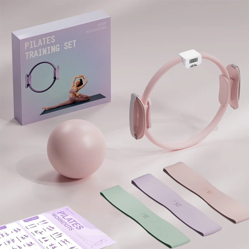 Pilates Ring Fitness Circle - Lightweight & Durable Foam Padded Handles, Flexible Resistance Exercise Equipment for Toning Arms,