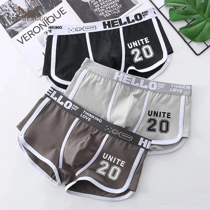 1/3pcs Men Underwear Sports Boxer Shorts Cotton Solid Color Sexy Panties Fashion Breathable Comfortable Underpants Man U Convex