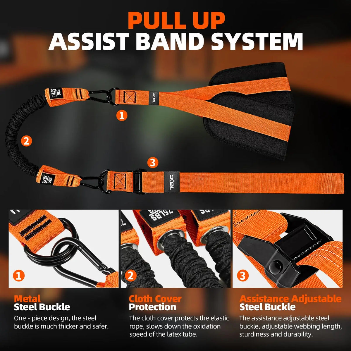 Pull-Up Power With Auxiliary Trainer Elastic Rope Pull Bar Fitness Home Men'S Band Latex Up Assist Belt Indoor Exercise