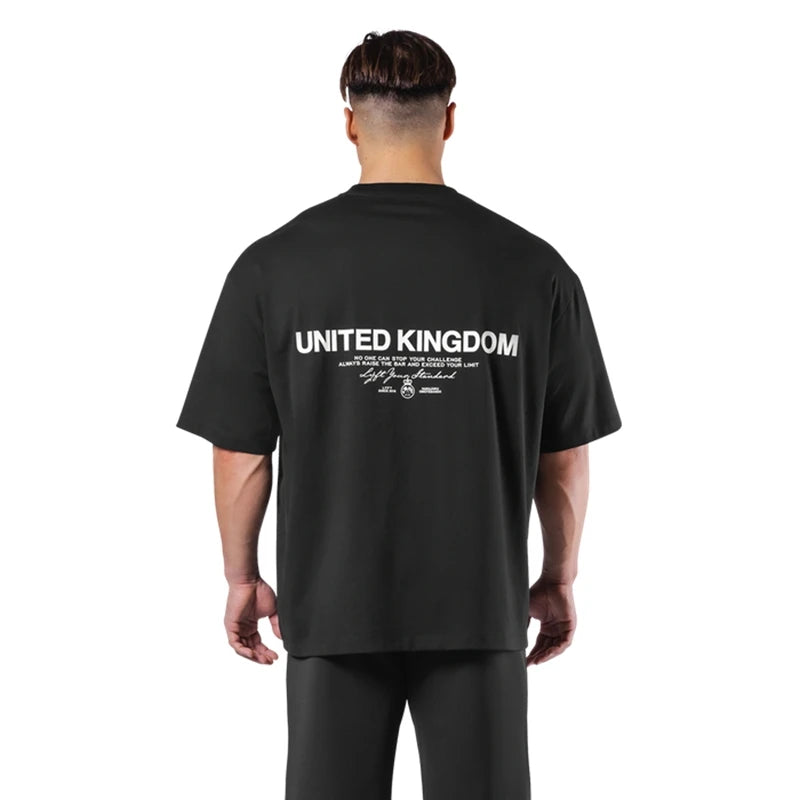 LYFT UNITED KINGDOM Trendy Loose Fitting Men's Sports Short Sleeved T-shirt Pure Cotton Gym Running Shirts Training Clothes Tees
