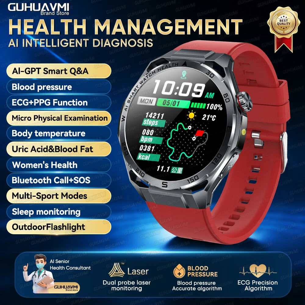 Newly Accurate Micro Physical Examination Health Smart Watch ECG Blood Fat/Pressure Heart Rate Call Sports Watch For iOS Android