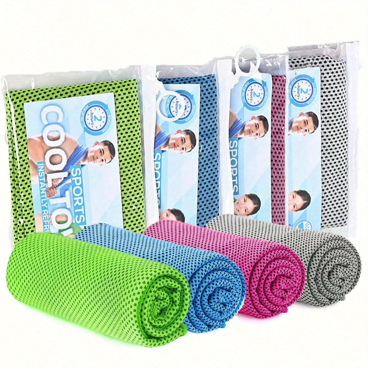 4pcs Sports Cooling Towels (100x30cm), Soft Breathable Quick Drying Towel For Outdoor, Gym, Yoga, Exercise, Fitness, Running