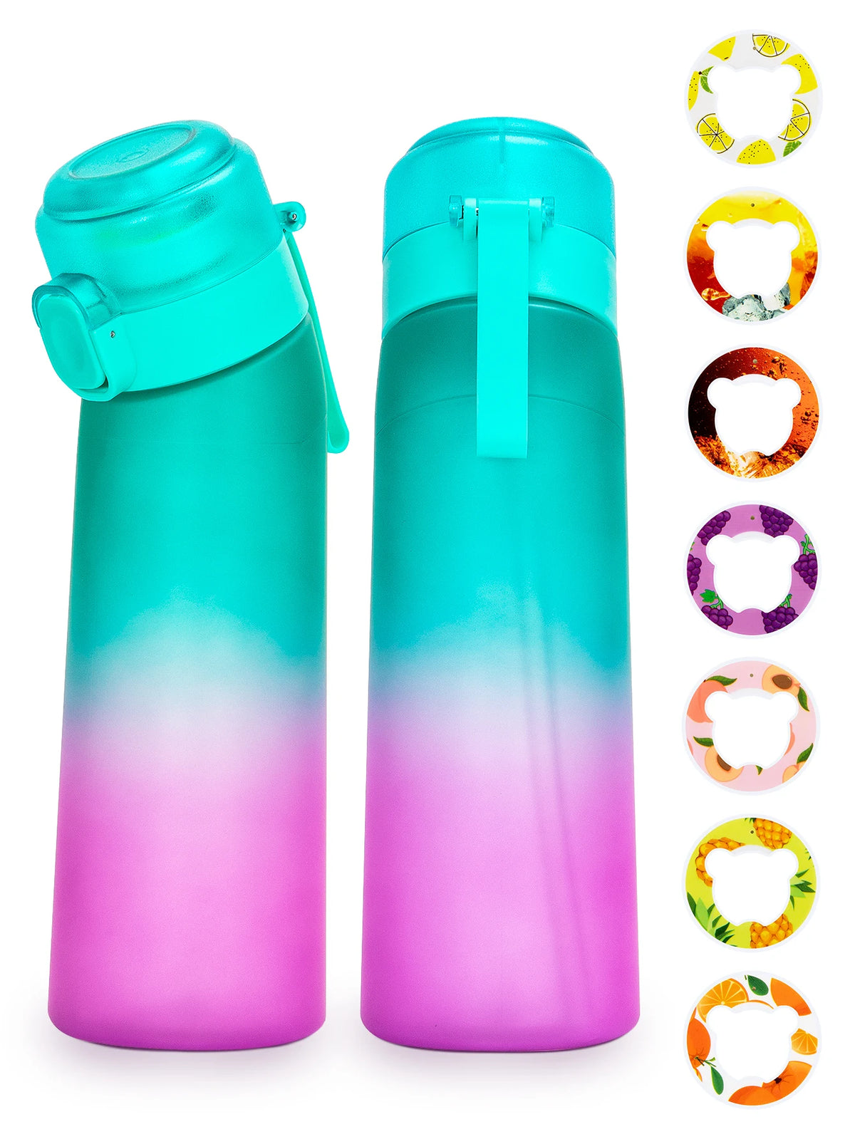1pc 650ml Flavored Water Bottle with Random 1 Flavour Pods Air Water Bottle Frosted Black Air Camping Fitness Sport Cup