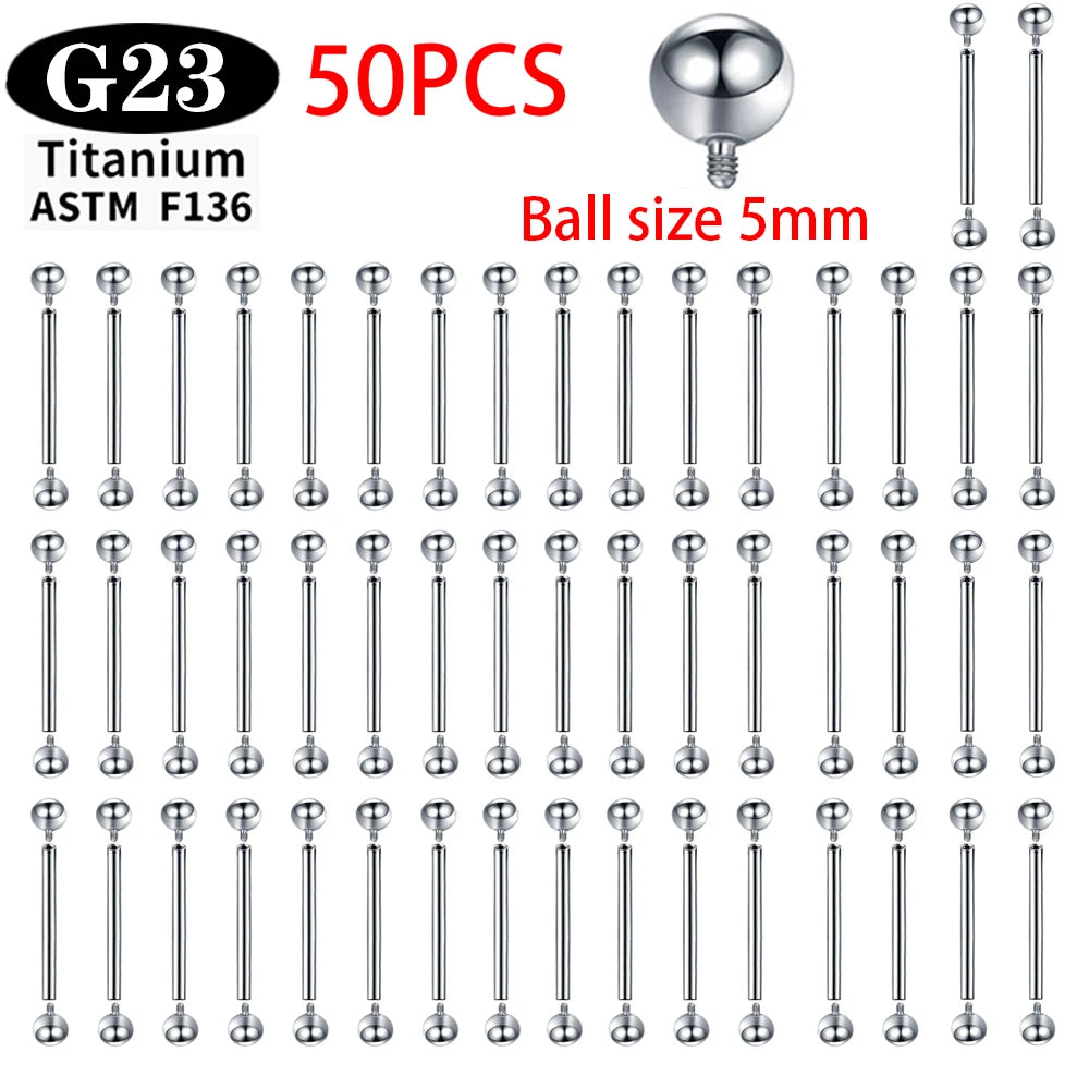 1/5/50PCS ASTM F136 Implant Grade Titanium Internal Thread Barbells Tongue Ring Piercing Body Jewelry Earrings