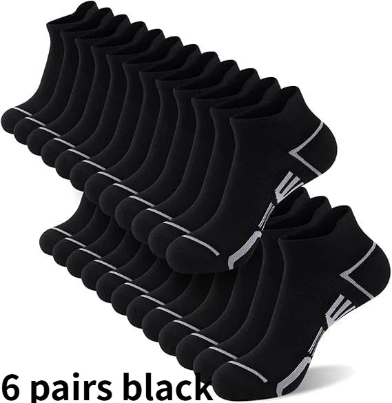 1/6/12 Pairs Men's Ankle Socks With Heel Tab Athletic Low Cut Short Socks Casual Breathable Sports Socks for Men