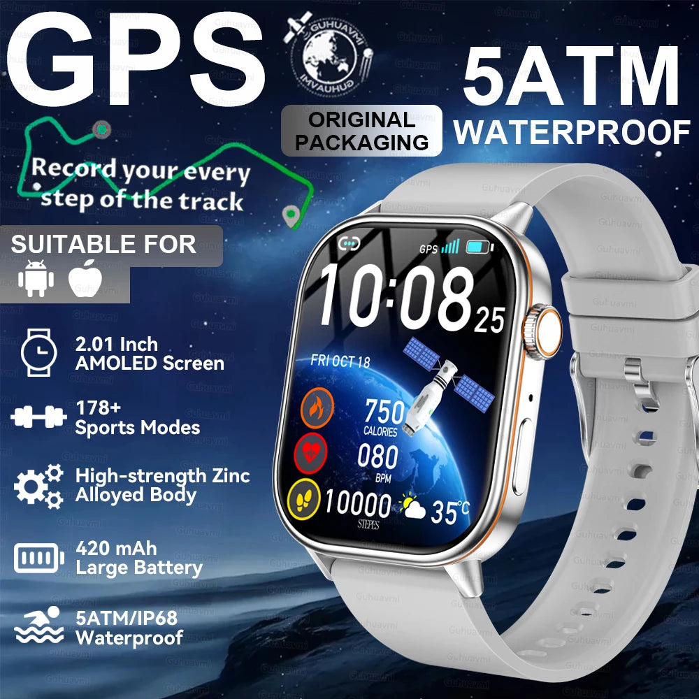 2026New Military Dual-band GPS Smart Watch Compass IP68K Waterproof Bluetooth Call Heart rate Sports Smart Watch For IOS Andriod