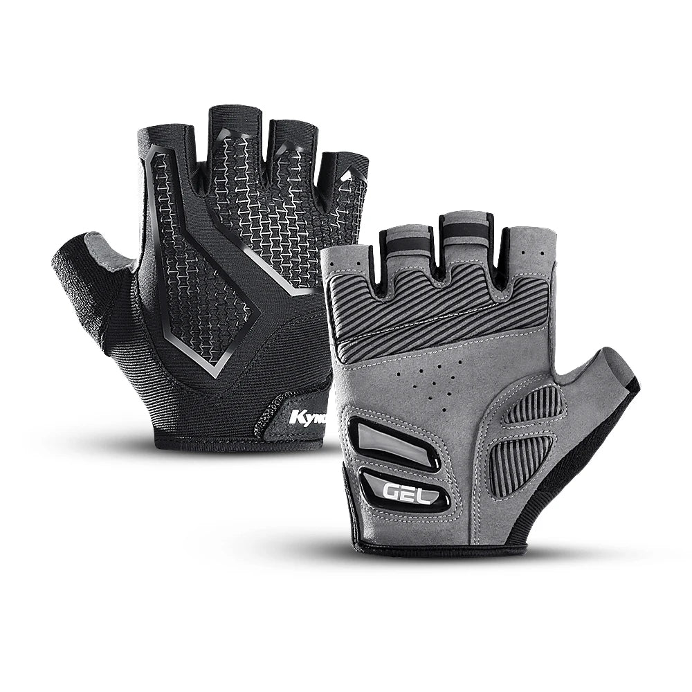 Summer Half-Finger MTB Cycling Gloves Black Liquid Silicone Shock-Absorbing Breathable Wear-resistant Sports Bike Fitness Gloves