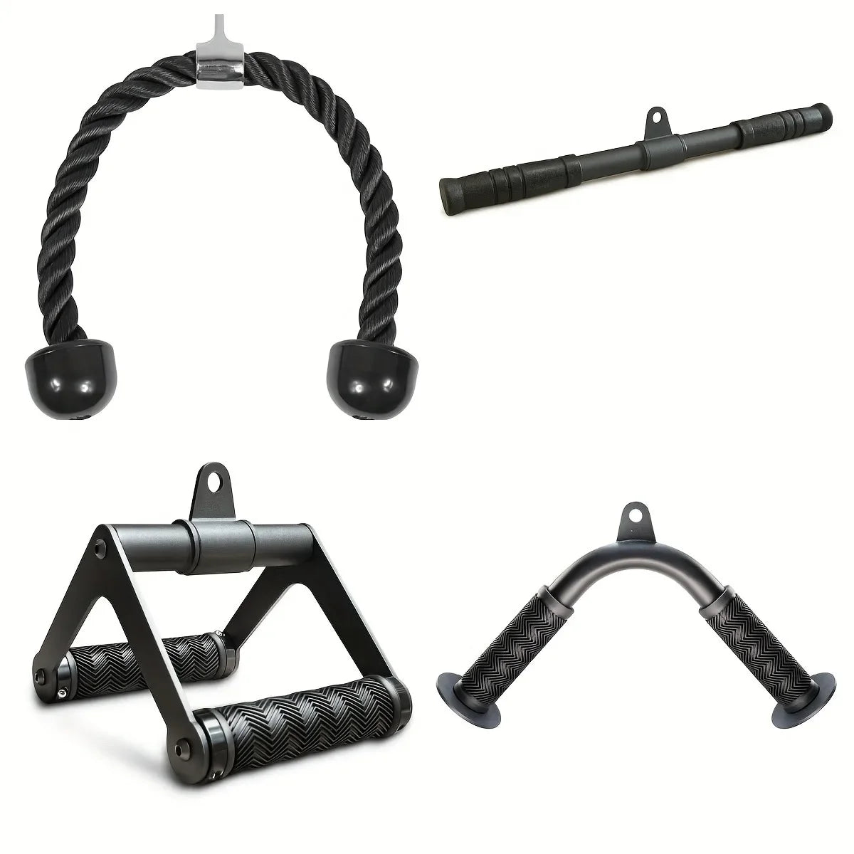 Cable Machine Attachment, Row Double D Handles, Tricep Rope, Straight Tricep Bar, V Bar, LAT Pulldown Gym Accessories