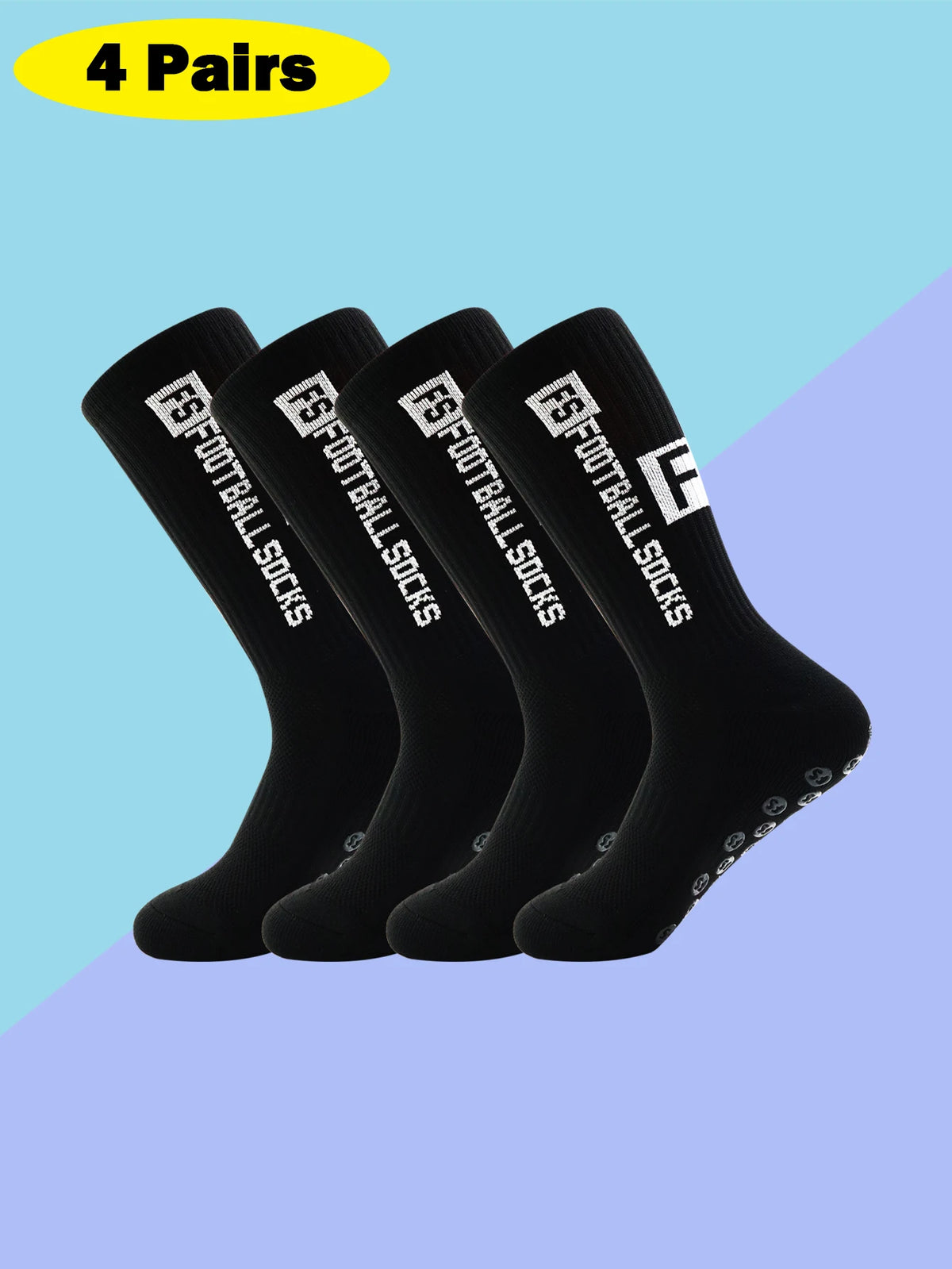 4 pairs of new FS mid tube glued football socks for sports training and competition, non slip and breathable socks