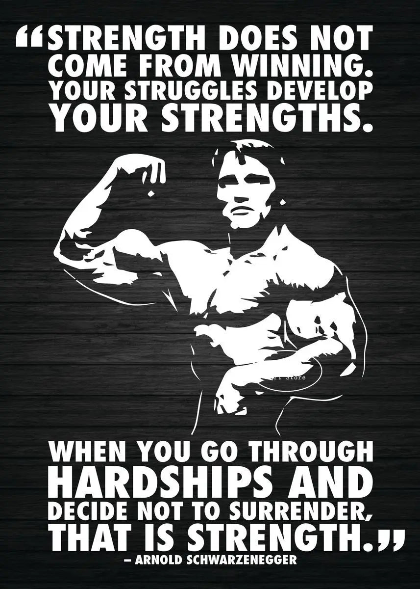 Arnold Schwarzenegger Bodybuilding Weightlifting Poster Motivational Quotes Fitness Canvas Painting Wall Art Gym Home Decor