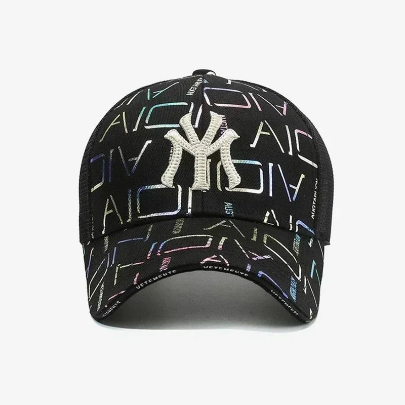 Summer Breathable Fashion Letters Baseball Cap Adjustable Dazzle Color Mesh Caps Men Women Casual Golf Running Sports Sun Hat