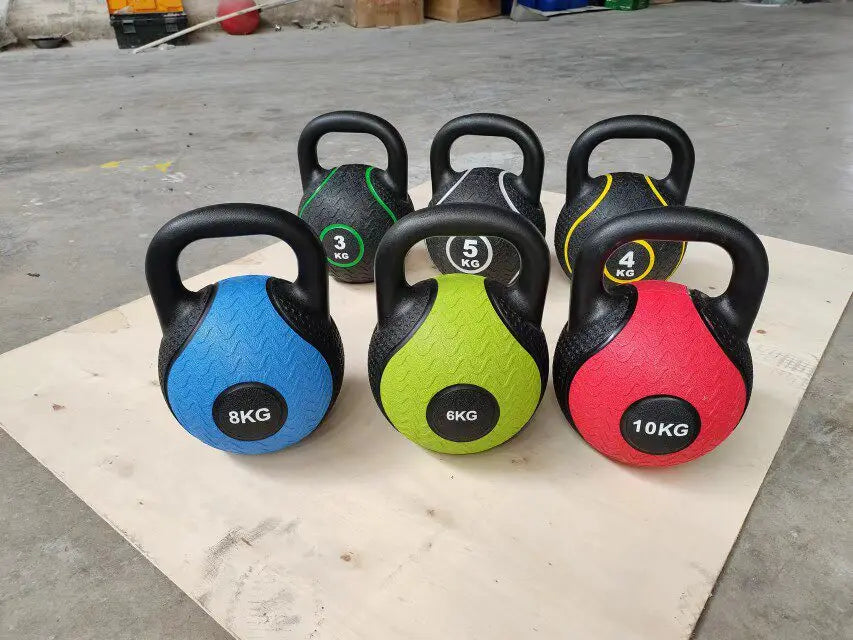 3KG 4KG Home Workout Equipment Rubber Coated Sand Filled Kettlebell