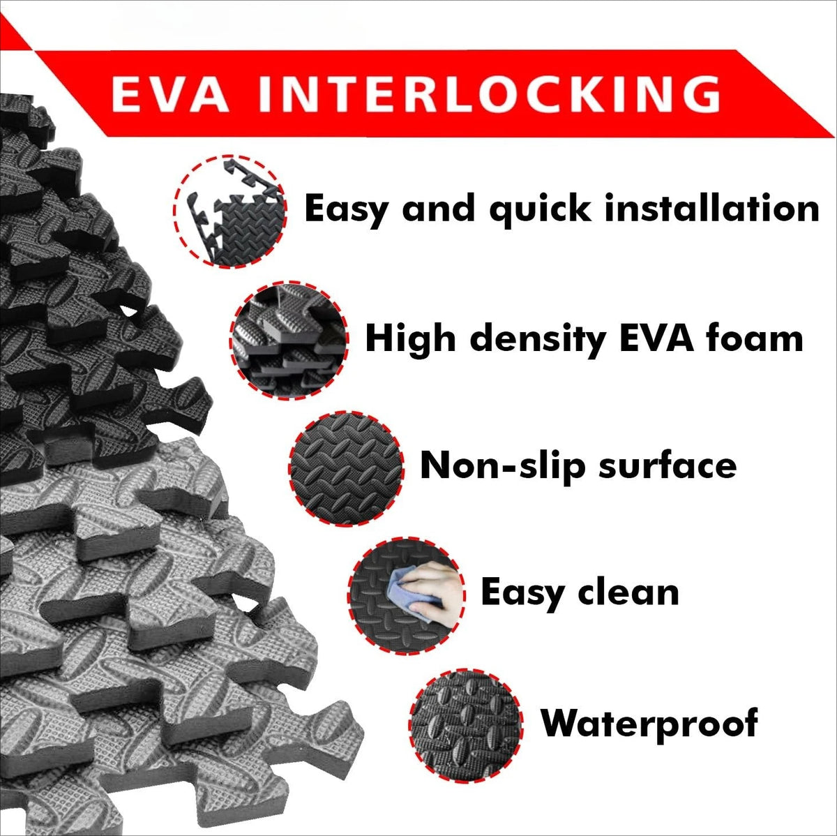 30x30x2.5CM Thickened Yoga Puzzle Mat(6/8/12Pcs) Fitness Interlocking Foam Mat EVA Non-Slip Flooring Rug for Home Living Room