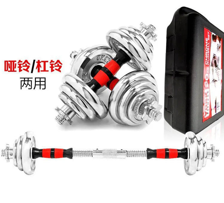 30KG Physical Exercise Plating Silver Cast Iron Commercial Adjustable Dumbbell Set 15KG 20KG
