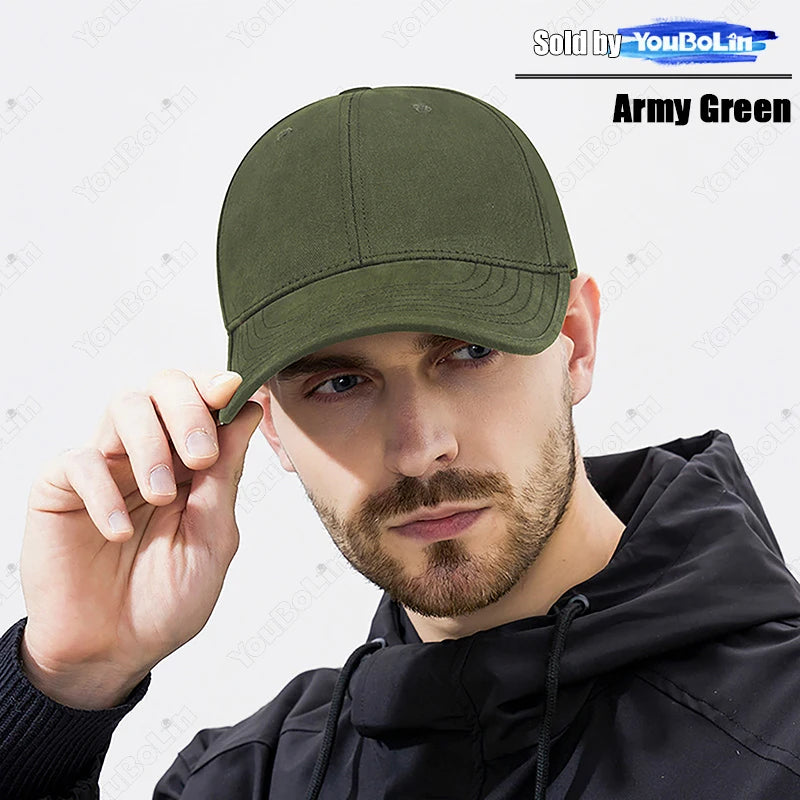 High Quality Simple Style Cotton Wide-Brim Stiff Top Baseball Cap Outdoor Casual Sports Sunshade Duckbill Cap