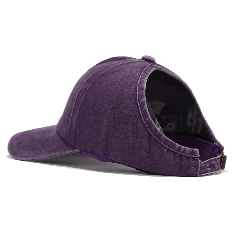 1pc Retro Washed Little Heart Embroidered Ponytail Baseball Cap for Women,Outdoor Sports Adjustable Women's Cap for Daily Wear