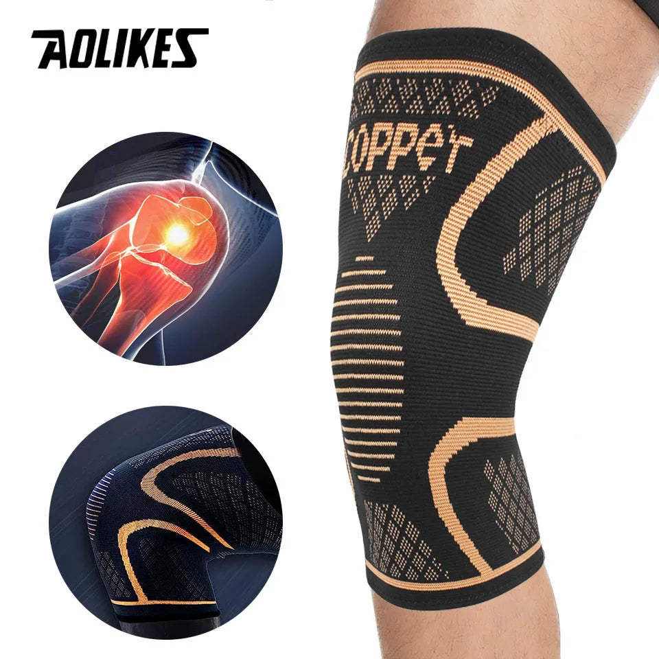 AOLIKES 1PCS Copper Knee Brace for Arthritis Pain Support - Copper Knee Sleeve for Knee Pain Compression Sleeve for Sports
