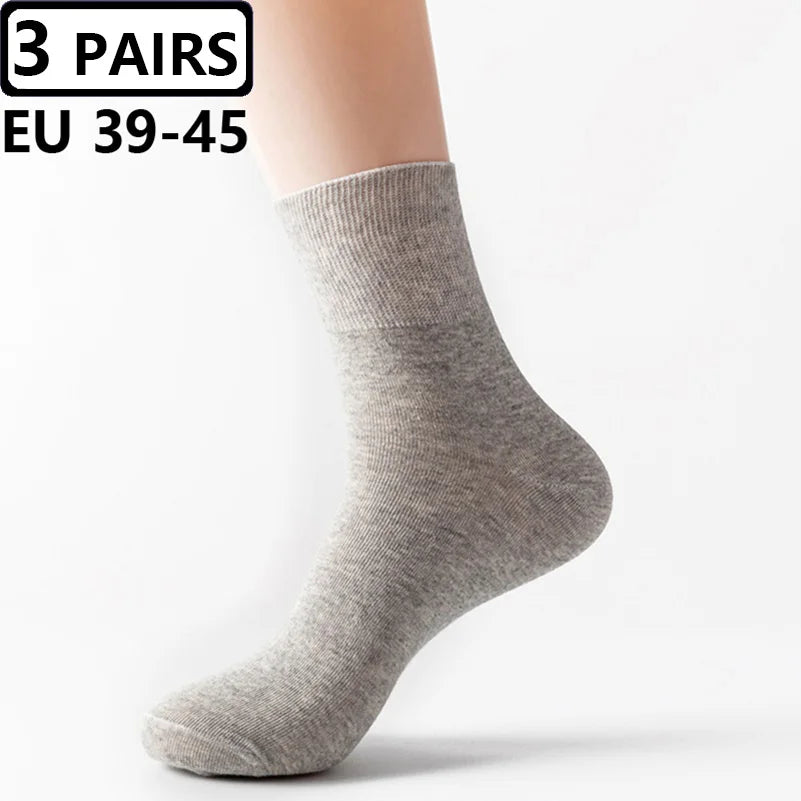 3 Pairs Plus Size EUR 45-50 Prevent Varicose Veins Socks Mens Diabetics Patients Cotton Loose Mouth Sock Man Women Comfort Meias
