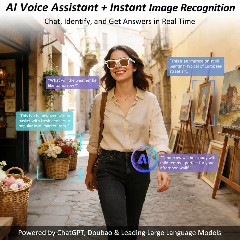TOP 1 AI Smart Glasses 8MP POV Video Recording 3600mAh Battery Real-Time Translation AI Assistant Photochromic Glasses Men Women