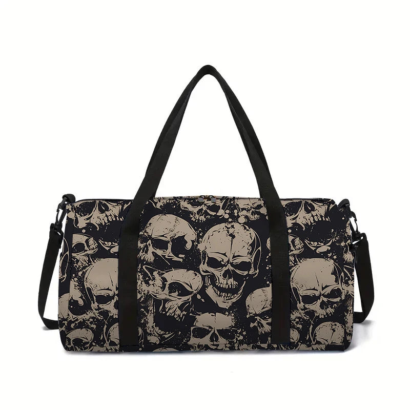 Skull Flower Large Capacity Luggage Bag For Boy And Girls Best Gifts 2D Flat Cartoon Travel Duffels Hand Bag For Children