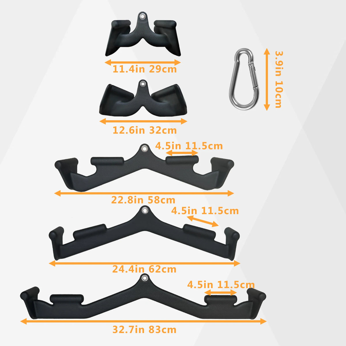 LAT Pull Down Handle Fitness Accessories Rowing T-bar V-Bar Pulley Cable Machine Attachments For Back Bicep Tricep 5Pcs